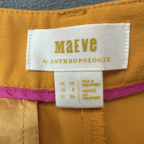 Maeve Anthropologie Pleated Shorts Womens 6 Yellow Avery High Waist Pockets - Picture 5 of 13
